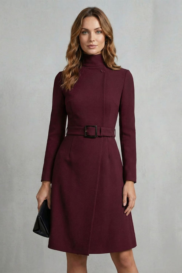 Nivara Asymmetric Belted A-Line Midi Dress