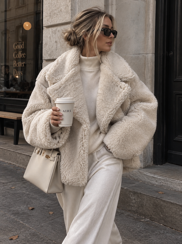 Noélie Notched-Lapel Teddy Jacket