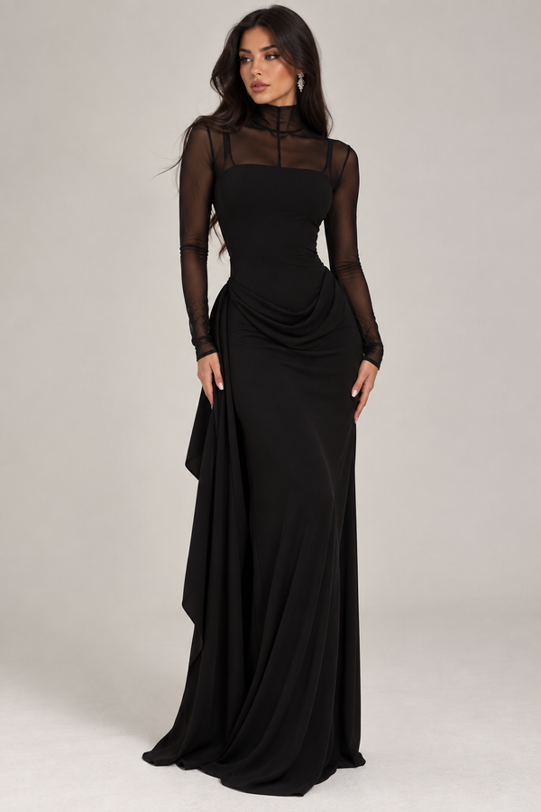 Céleste Mesh-Splice Evening Gown