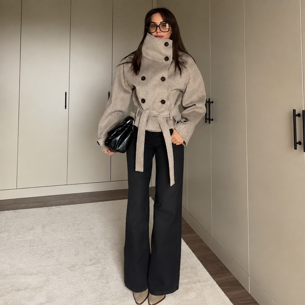 Esther Belted Funnel Neck Coat