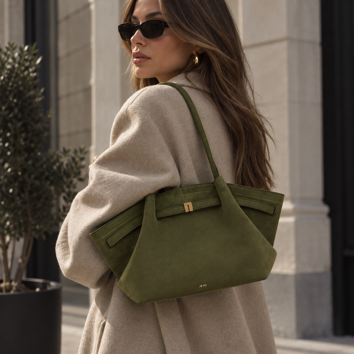 Hana | Women's Fold-Over Faux Suede Top-Handle Tote Bag