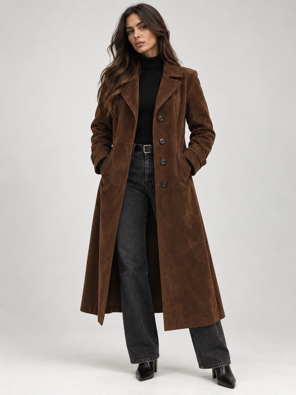Teresa Vintage Suede Trench Coat