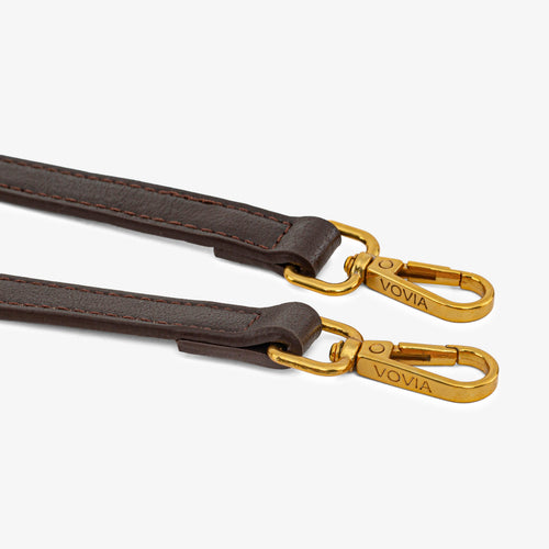 Ciara Vintage bag strap with brown stitching and gold-tone swivel clips