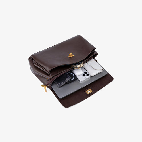 Ciara Vintage bag opened to show its spacious interior and zip pocket