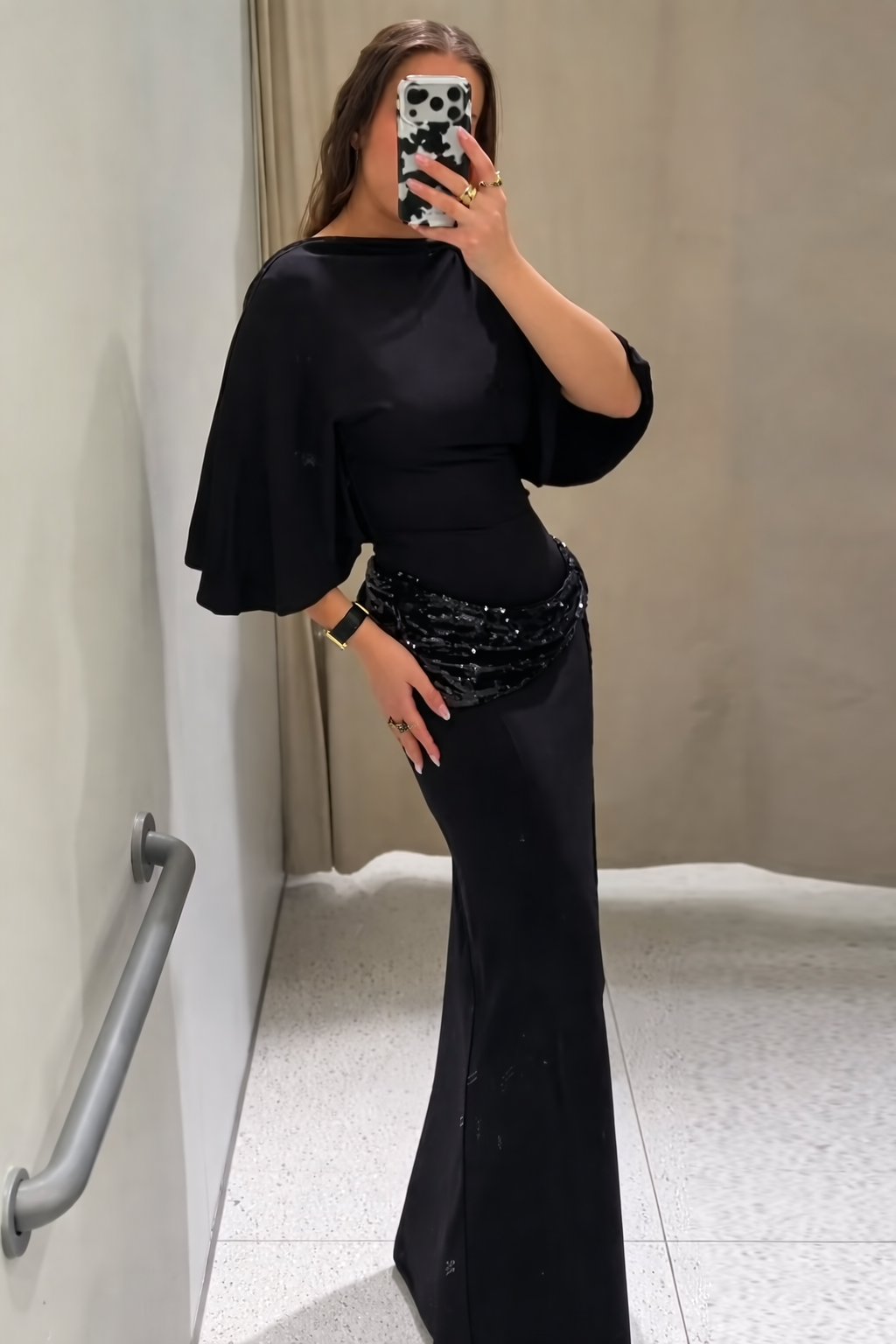 Noir Éclat Backless Sequin Dress