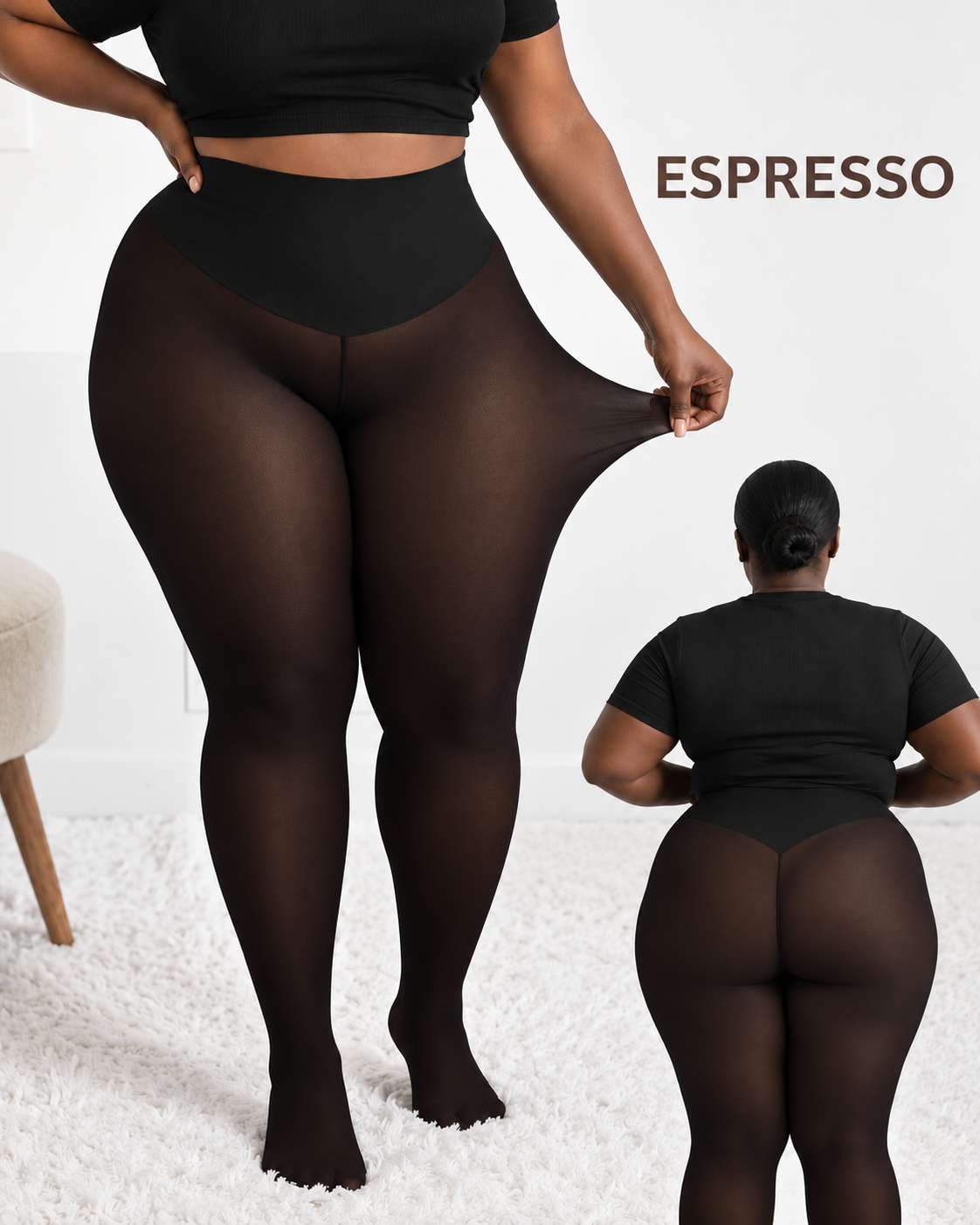 Thermal sculpt leggings in espresso-brown, high-rise waist with smooth leg coverage