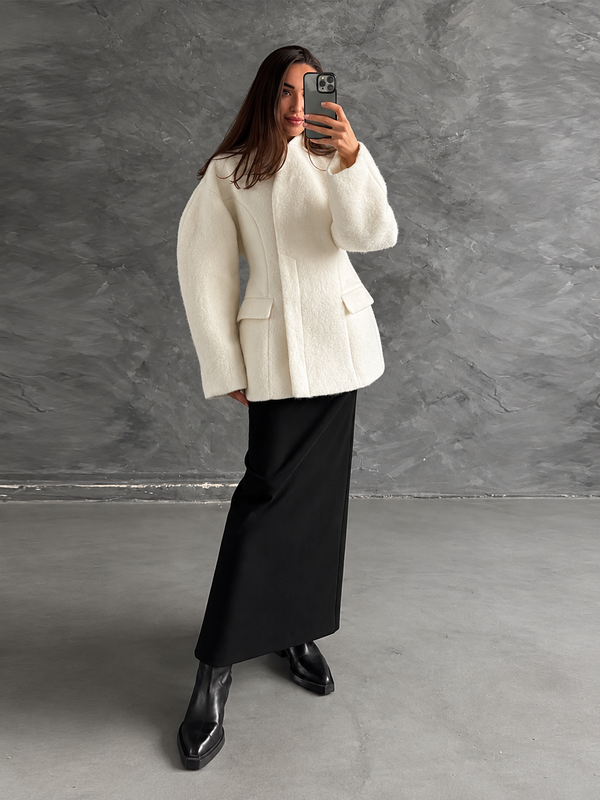 Margaux V-Neck Belted Woollen Coat