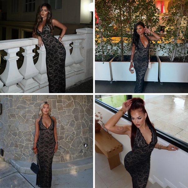 Lace Me Maxi Evening Dress