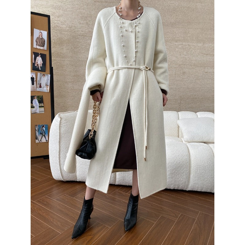 Women's Belted Wrap Coat with Statement Collar