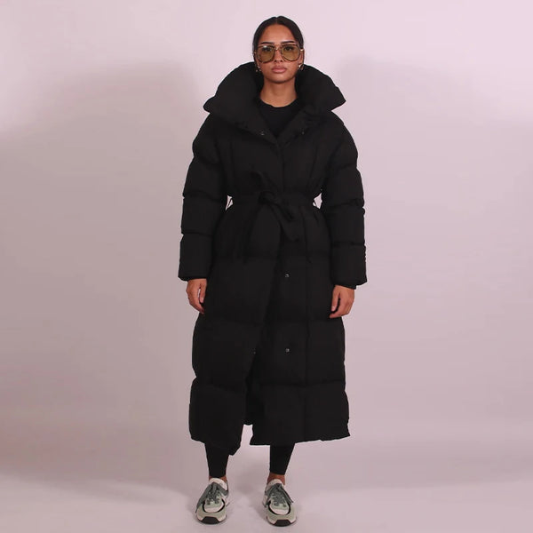 Rosalie Stand-Neck Lace-Up Down Coat