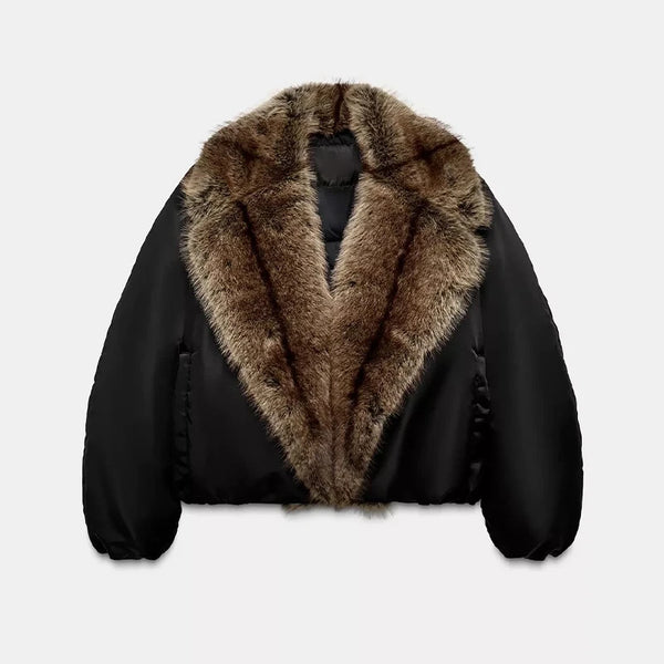 Séraphine Faux-Fur Patchwork Cropped Coat