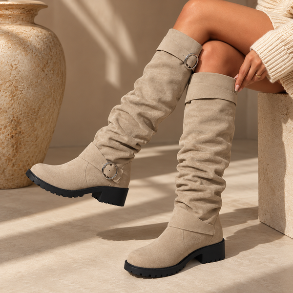 Giselle Round-Toe Square-Heel Long Boot