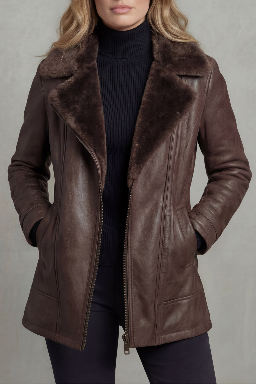 Elara Shearling Urban Leather Jacket