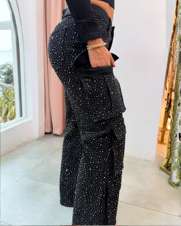 Urban Cargo Crystal Denim Pants