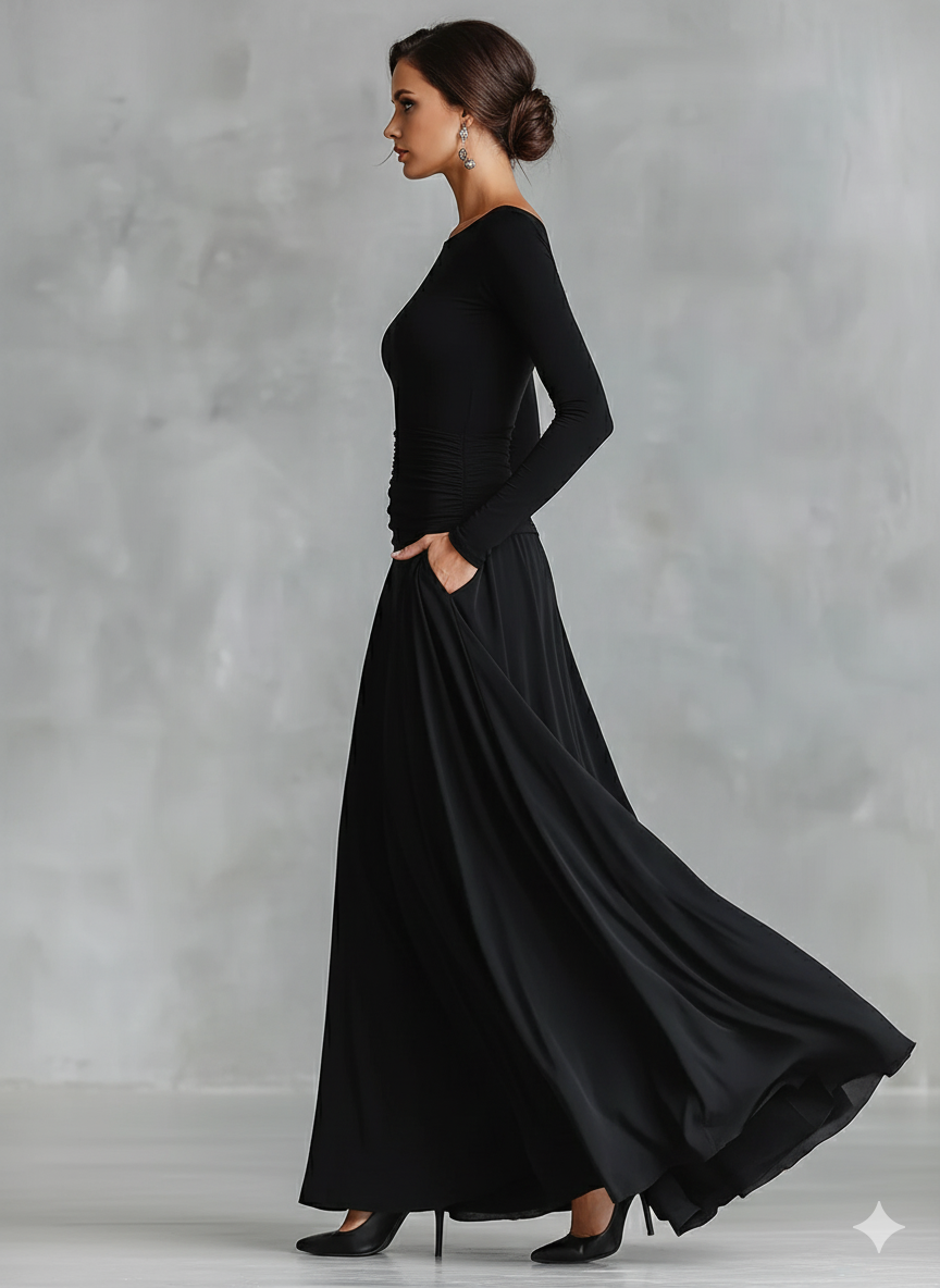 Noir Sculpted Maxi Dress