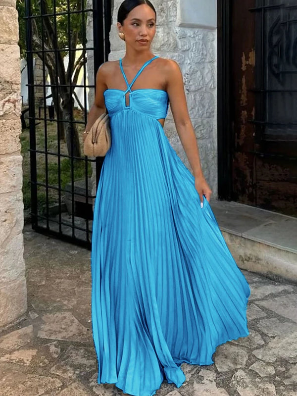 Ocean Breeze Halter Maxi Dress