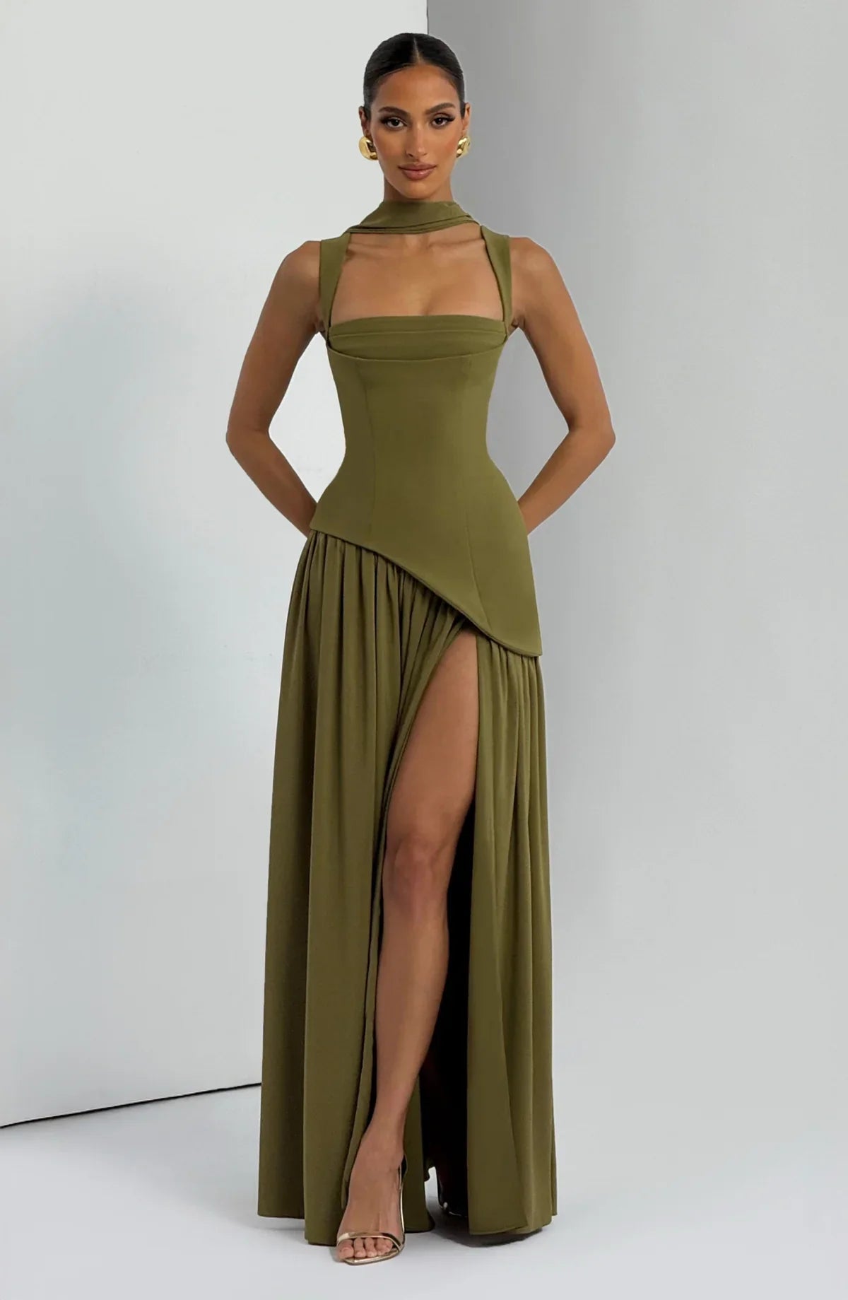 Zafira Sculpt Slit Maxi Dress