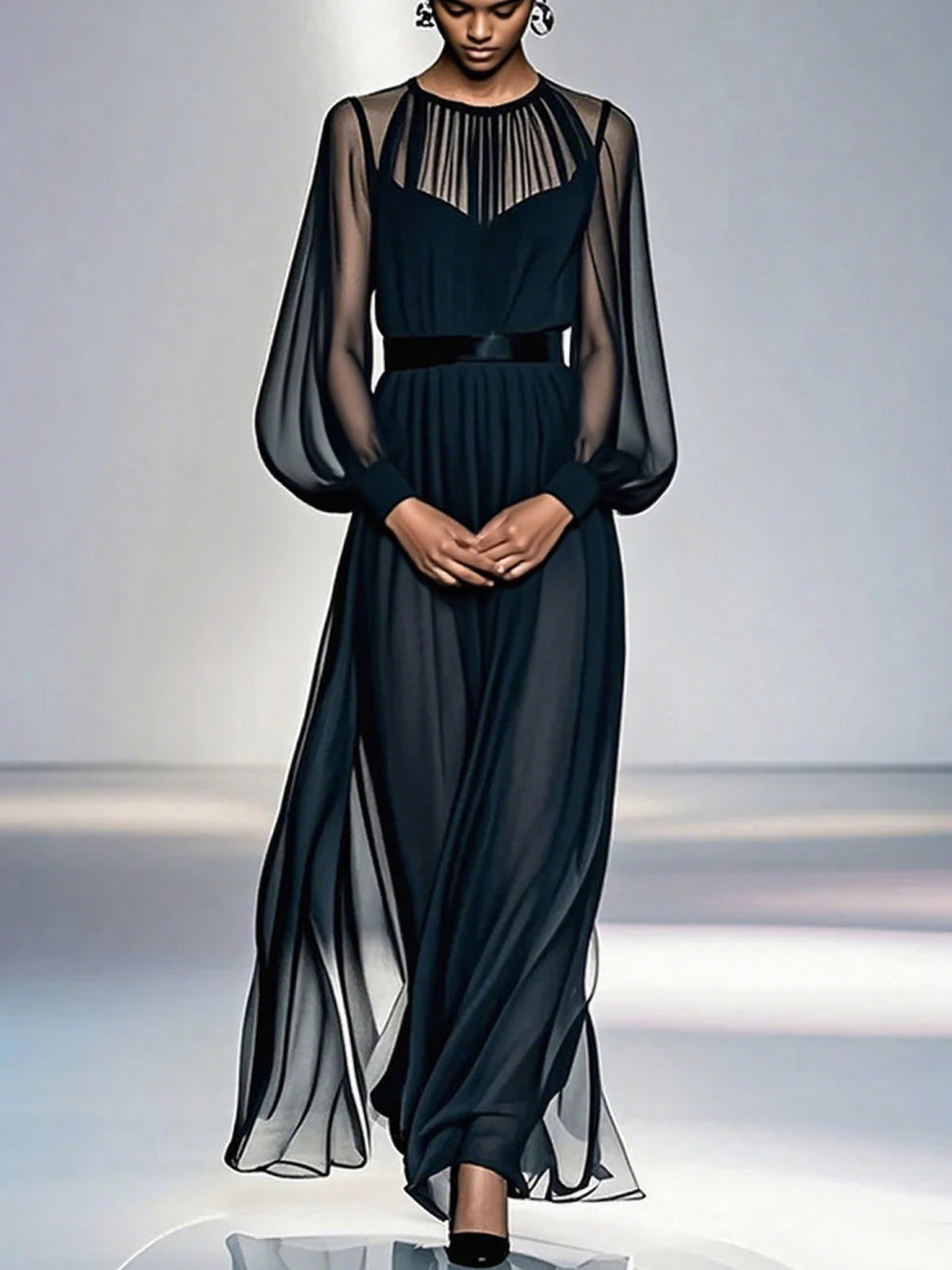 Maria Sheer Elegance Maxi Dress