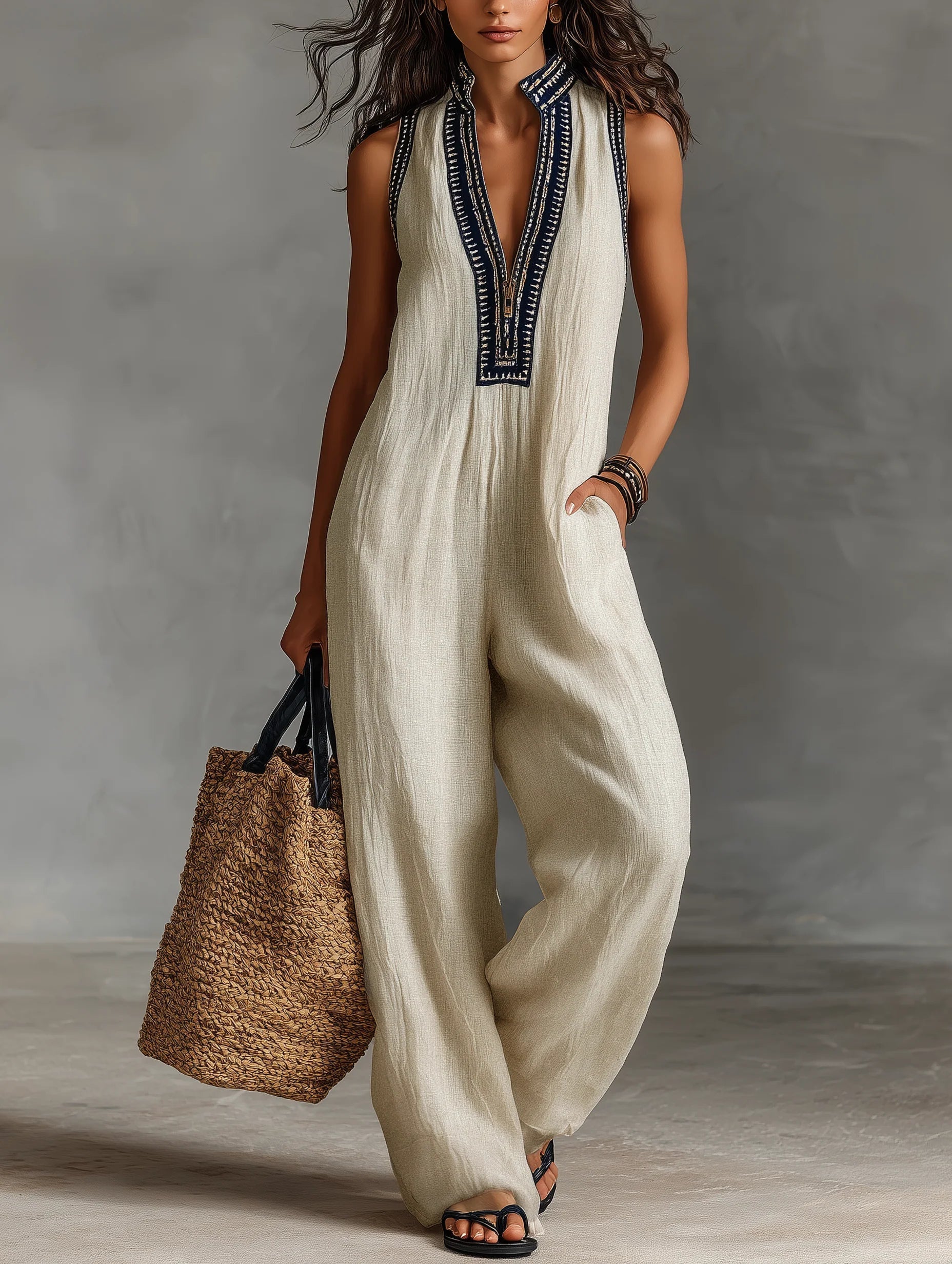 Everyday Minimal High-Neck Zip Jumpsuit