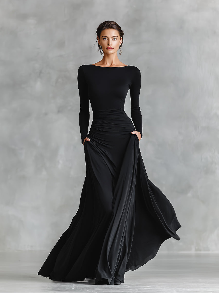 Noir Sculpted Maxi Dress