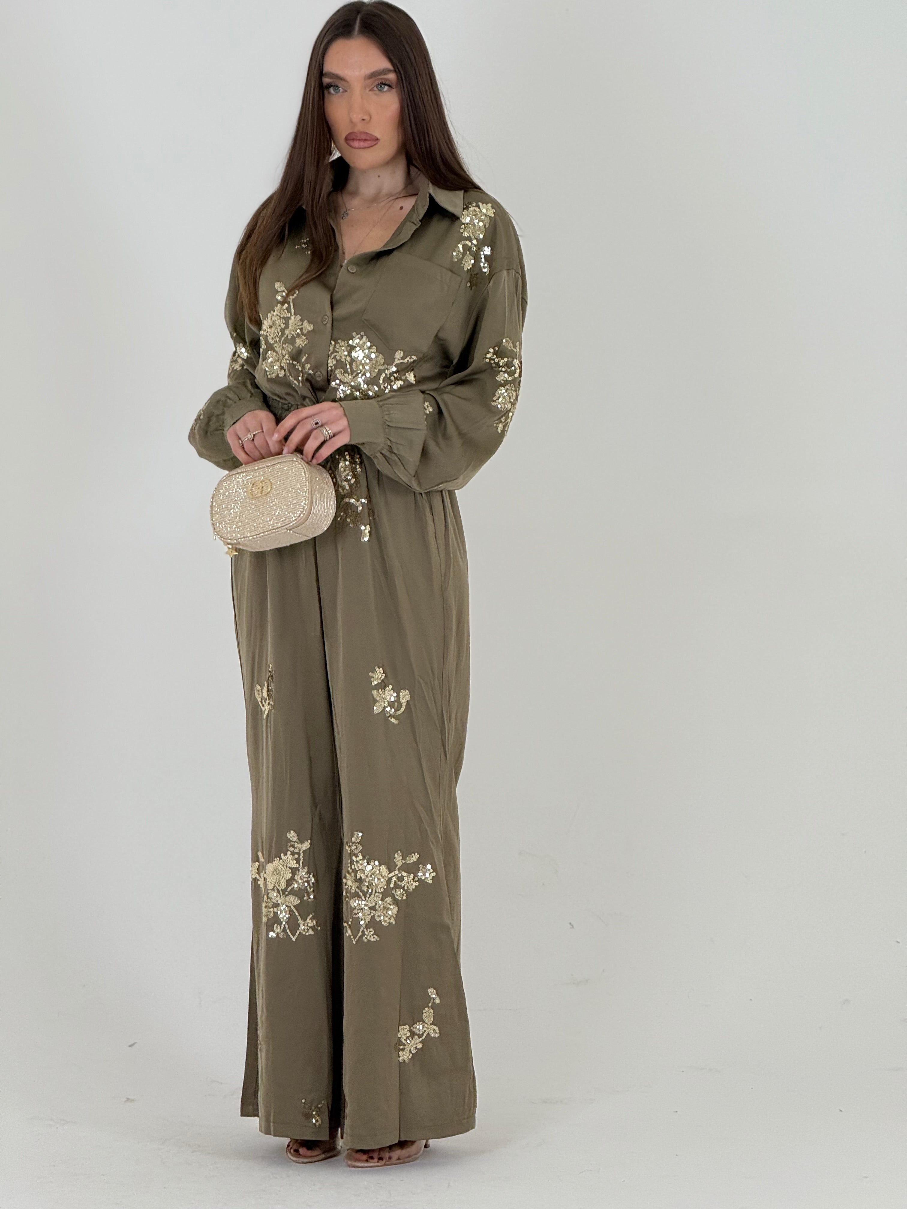 Spark Sequin One-Piece Utility Jumpsuit