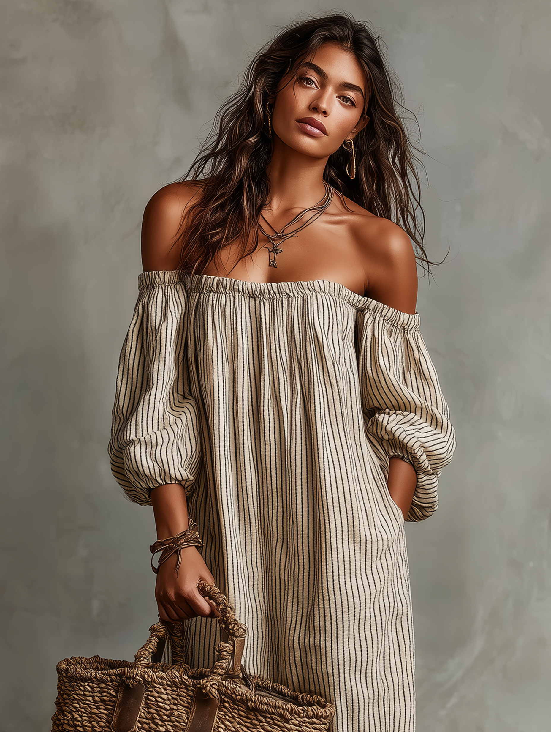 Carmen Flowing Linen Cotton Maxi Dress