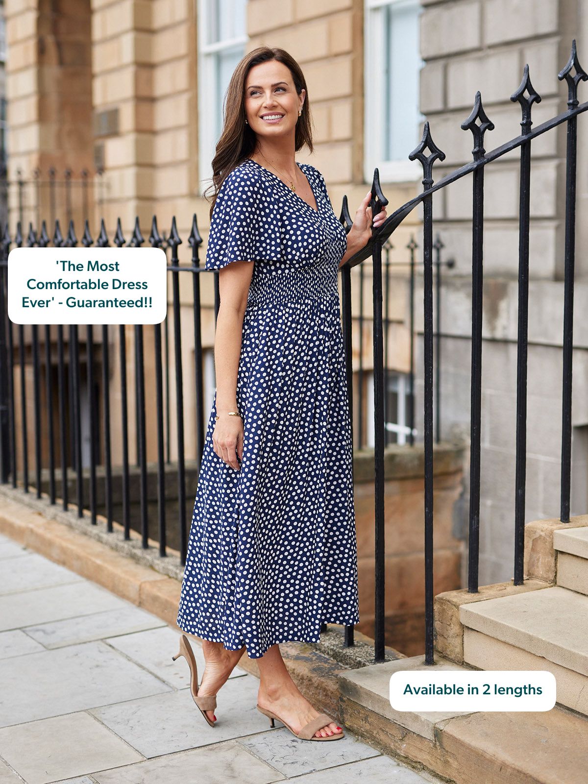 Everyday Navy Polka Comfort Dress