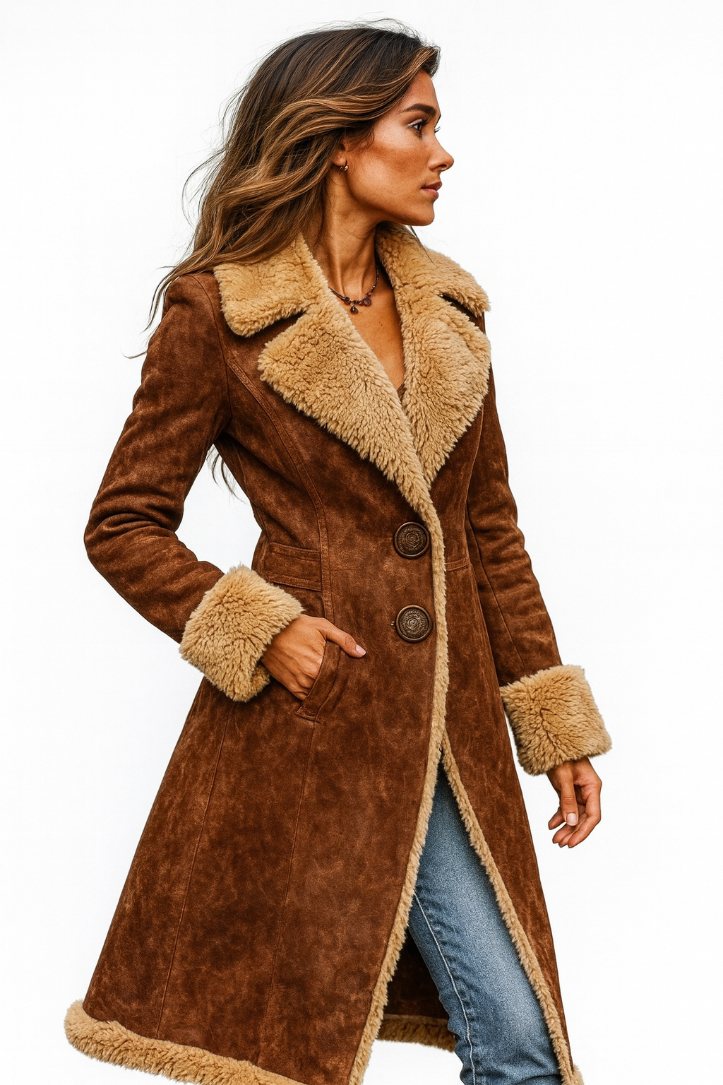 Isabella Vintage Long Faux Fur Coat