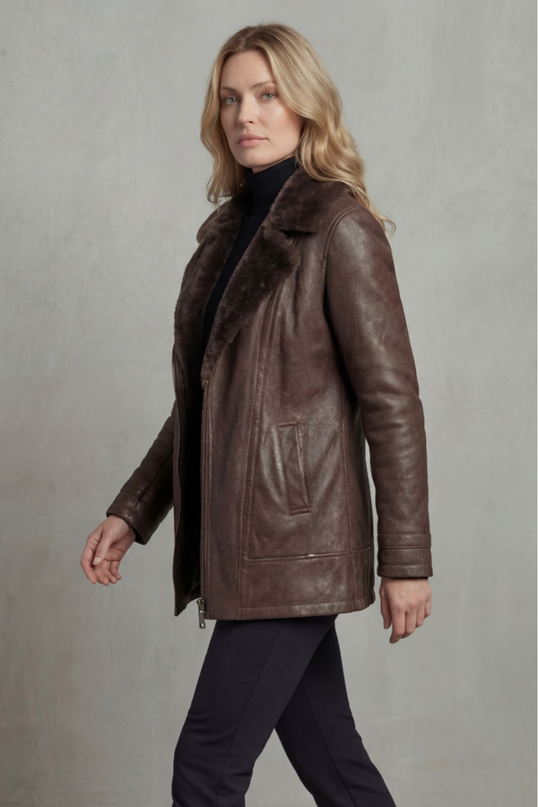 Ravella Shearling Urban Leather Jacket