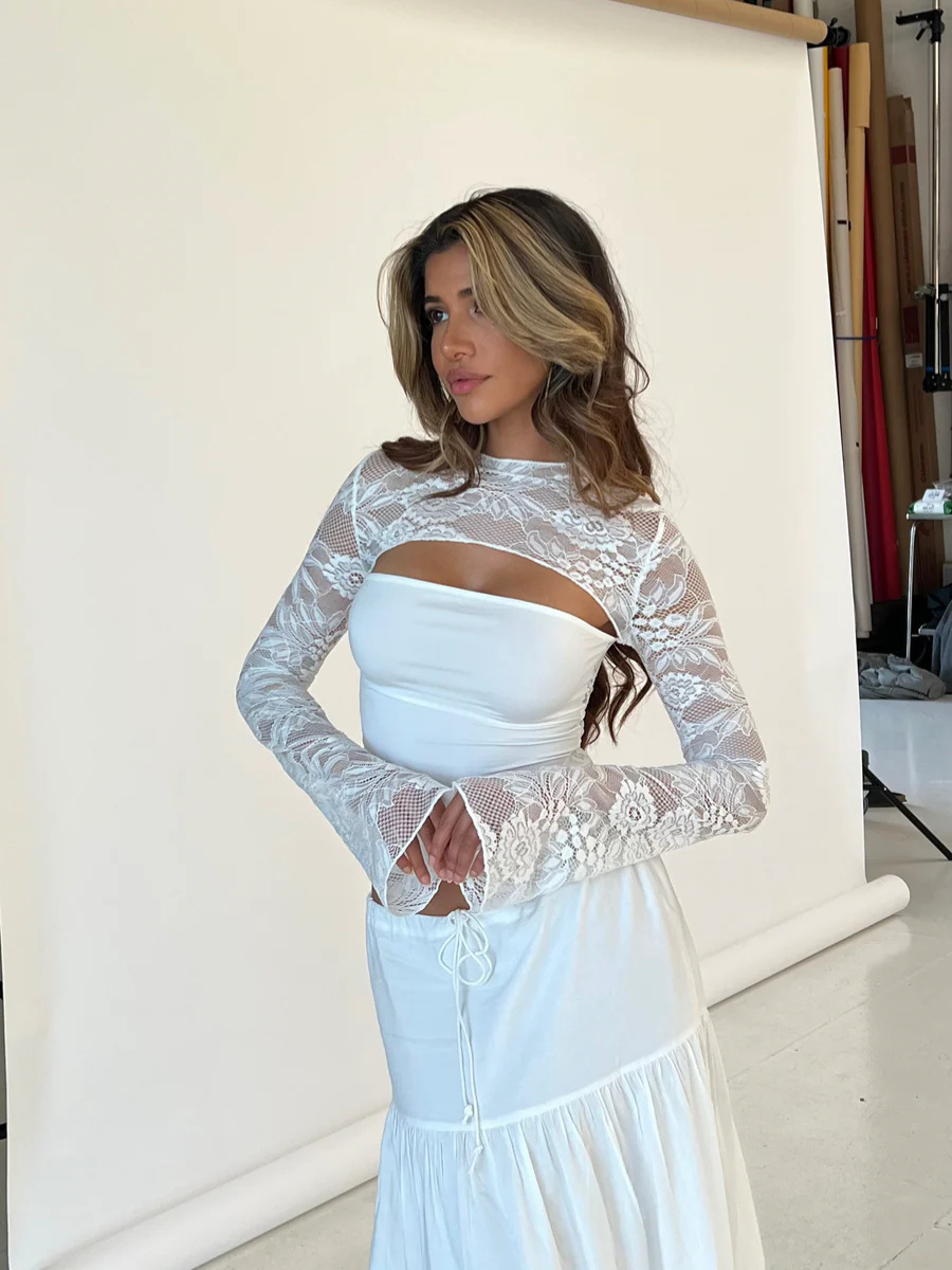 Noéline Sheer Lace Long-Sleeve Top