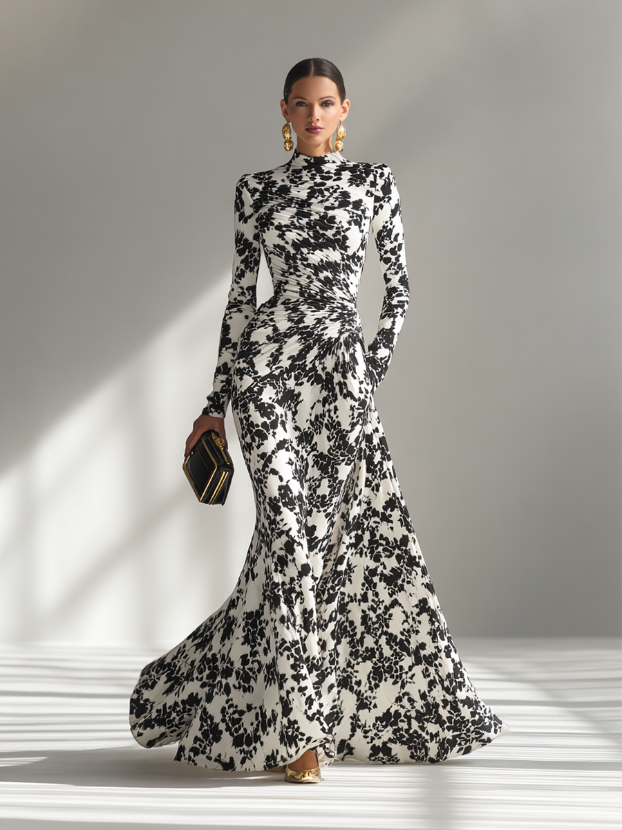 Noir Fleur Elegance Maxi Dress