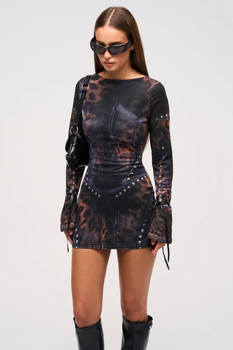 Livia Leopard Mesh Mini Dress