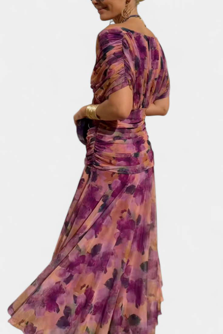 Amélie Blossom Heart-Neck Maxi Dress