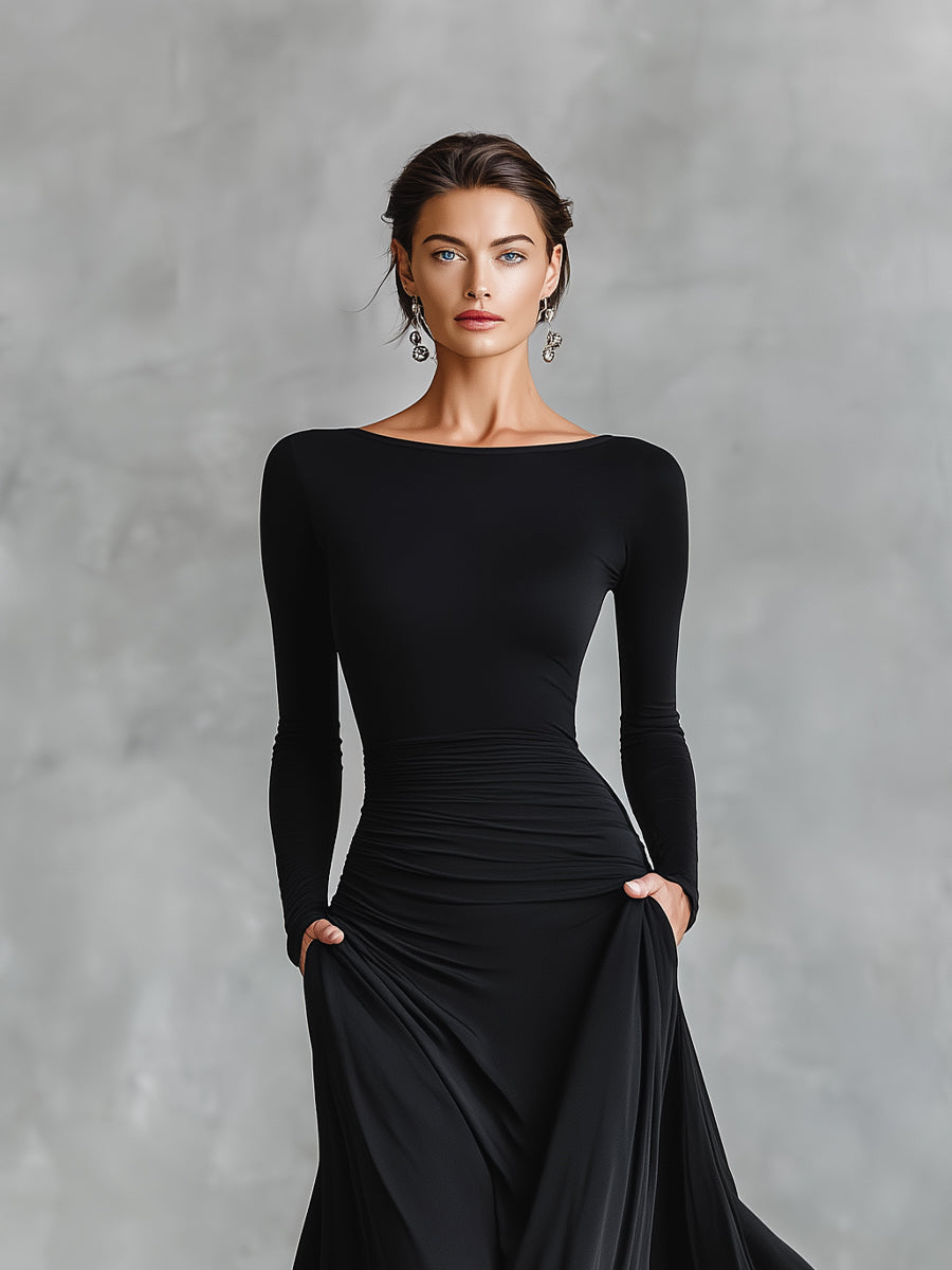 Noir Sculpted Maxi Dress