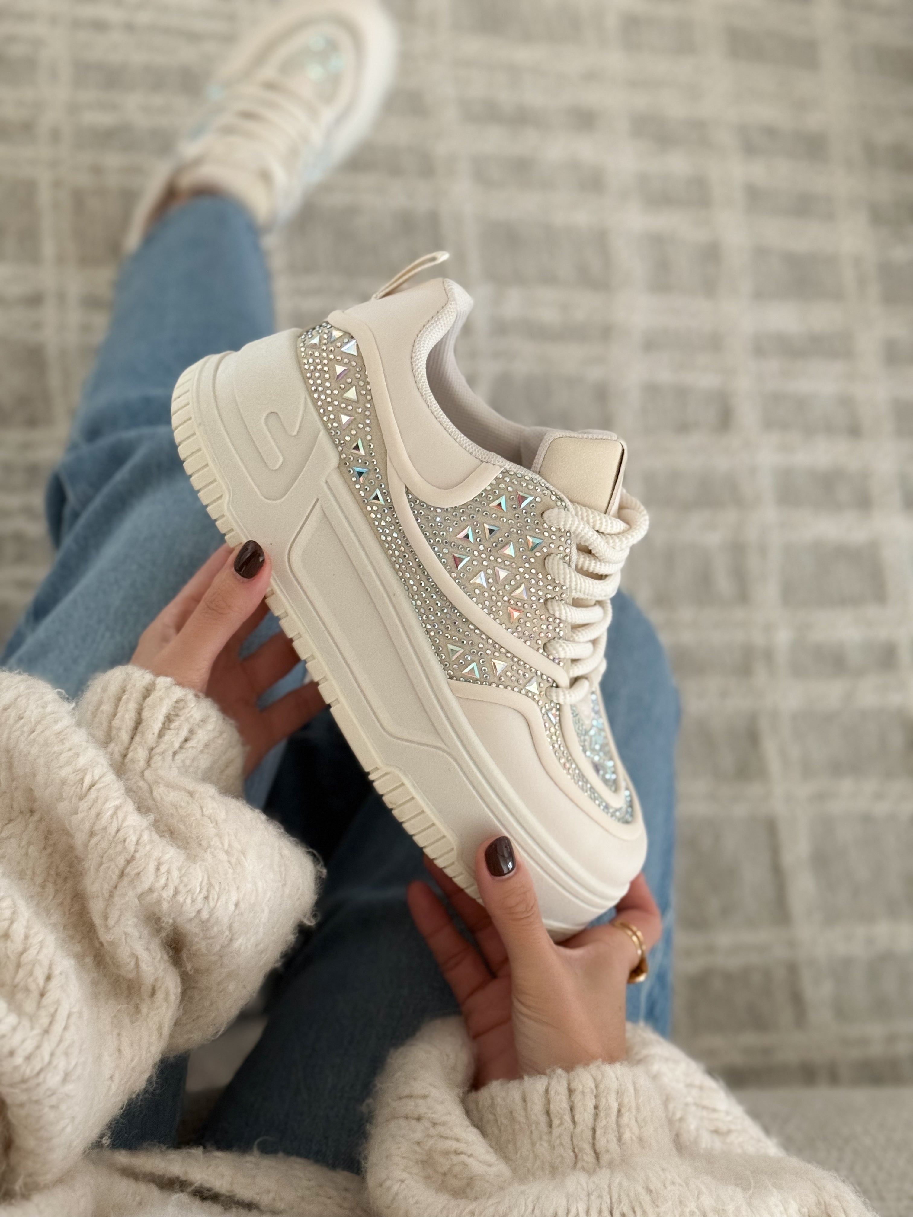 Riley Light Beige Platform Sneakers
