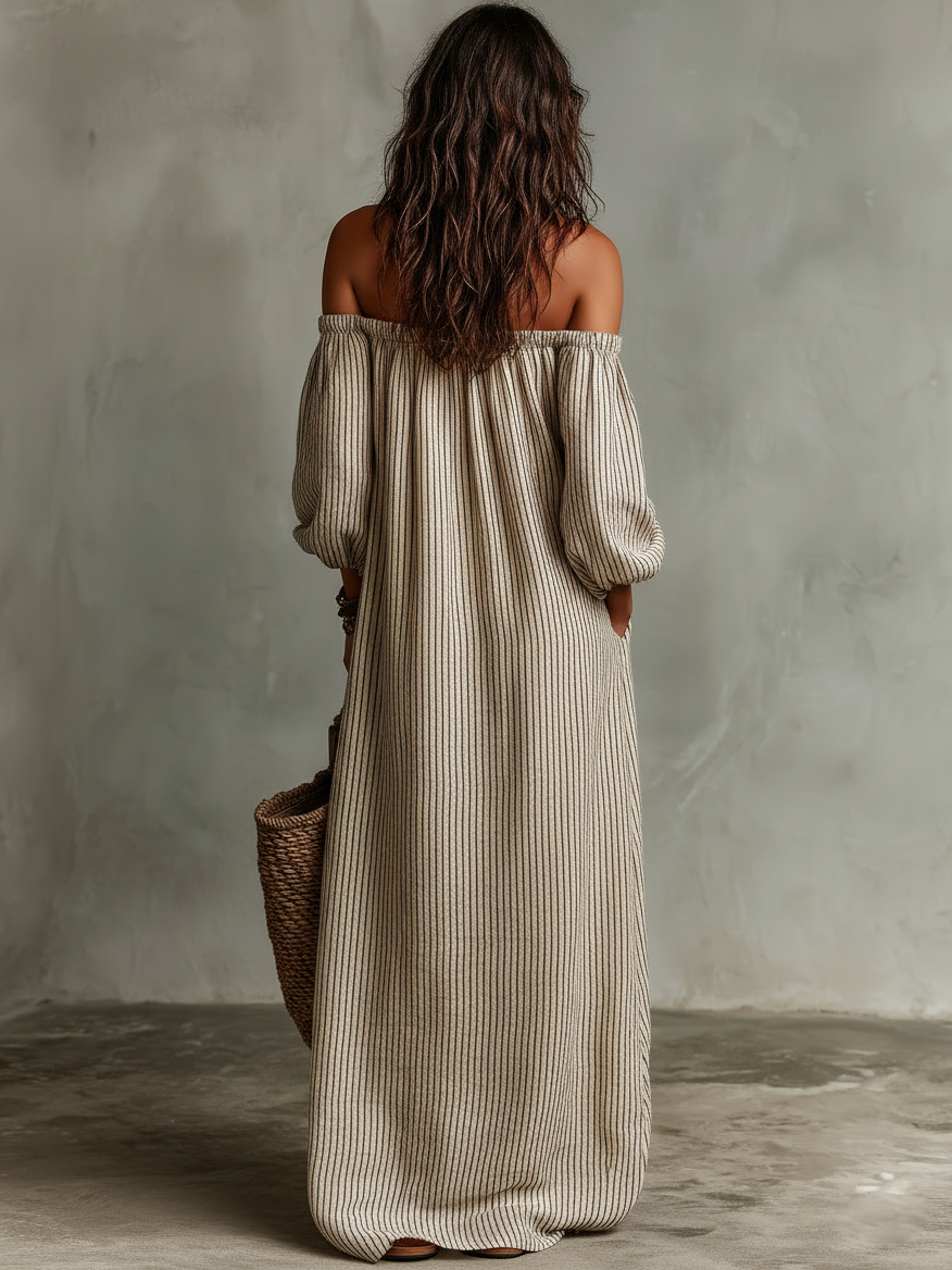 Carmen Flowing Linen Cotton Maxi Dress