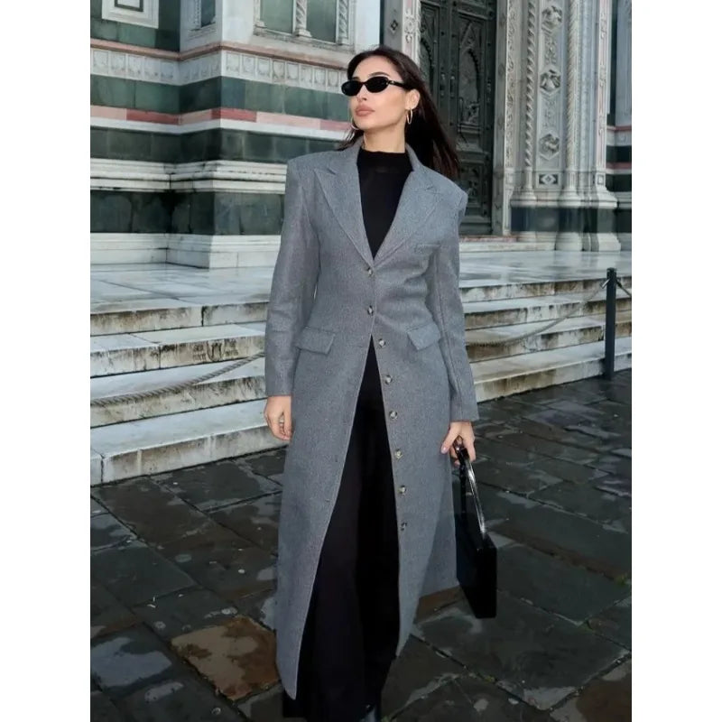 Elegant Waist-Cinching Wool Overcoat