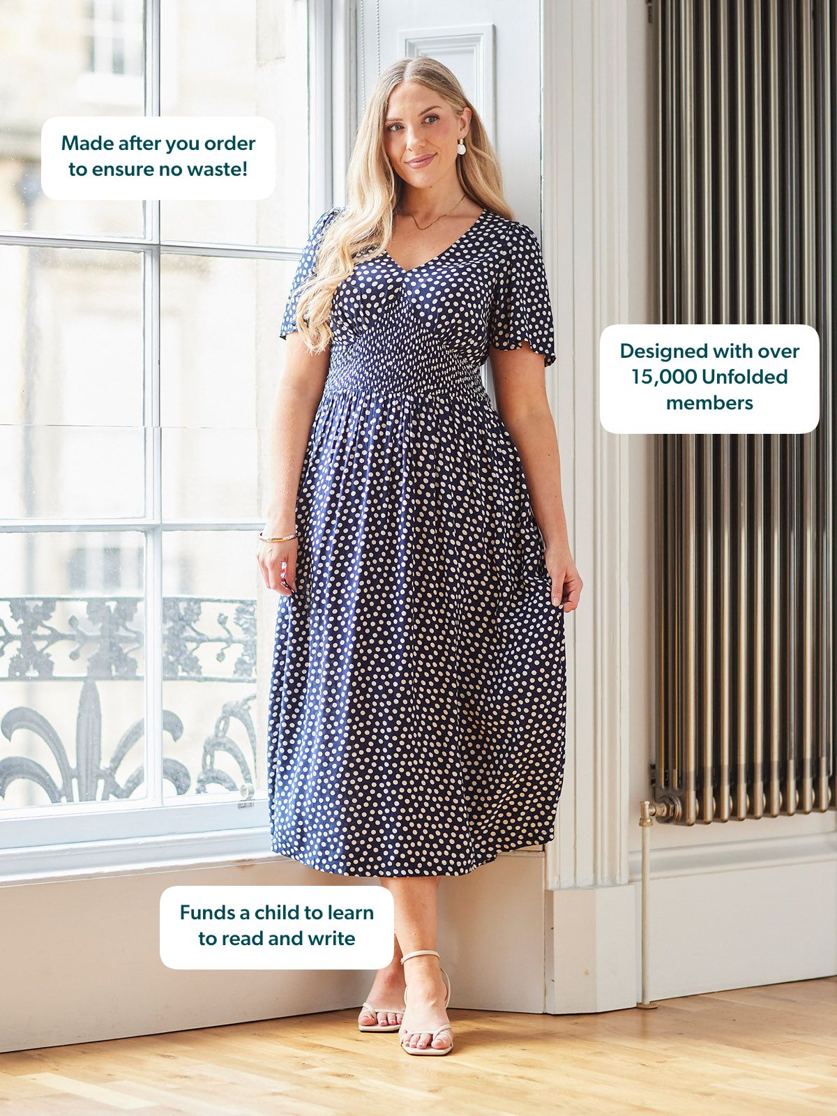 Everyday Navy Polka Comfort Dress