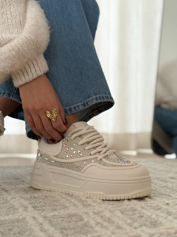 Riley Light Beige Platform Sneakers