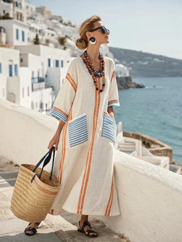 Breeze Stripe Oversize Maxi Shirt Dress
