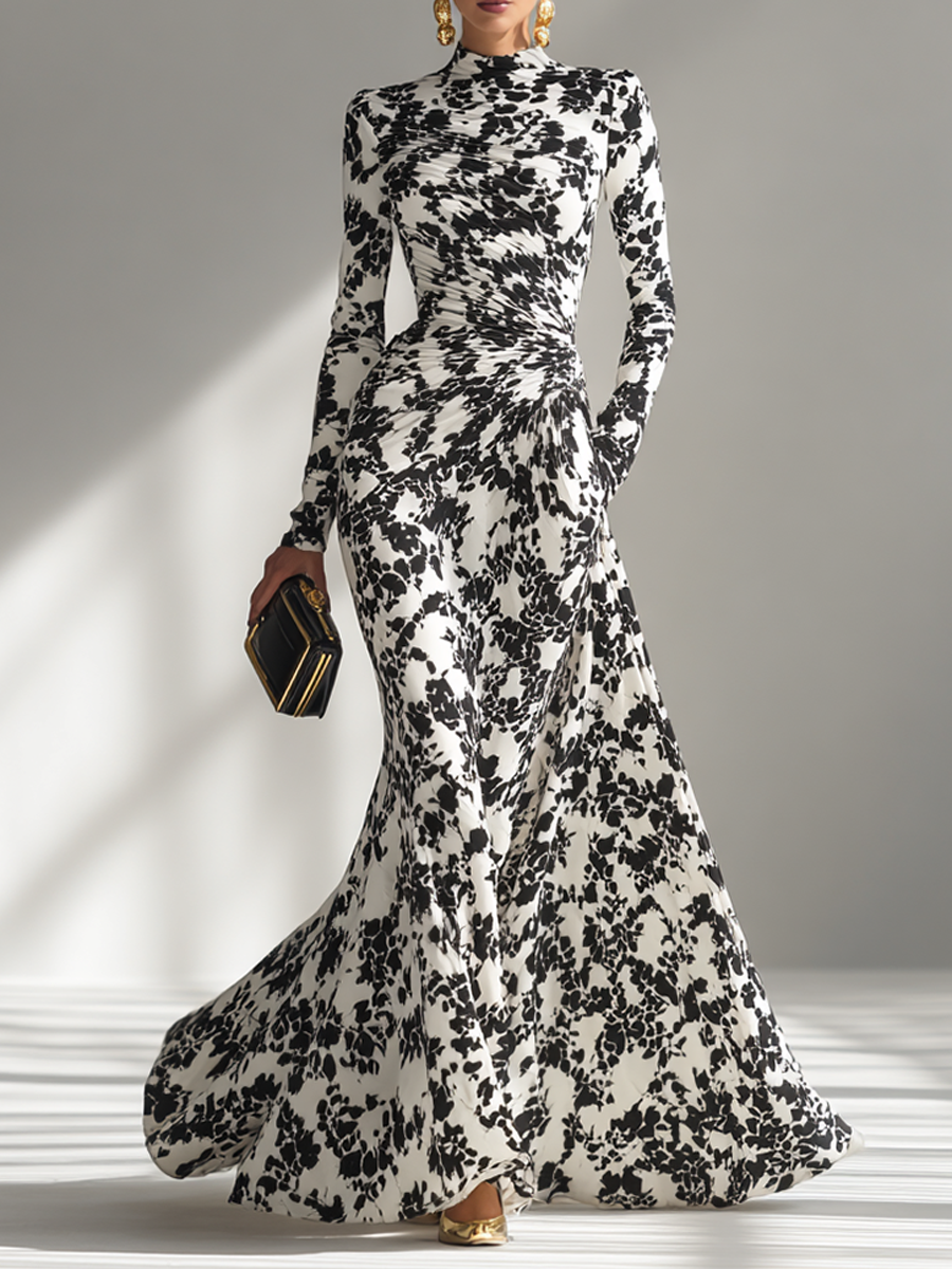 Noir Fleur Elegance Maxi Dress