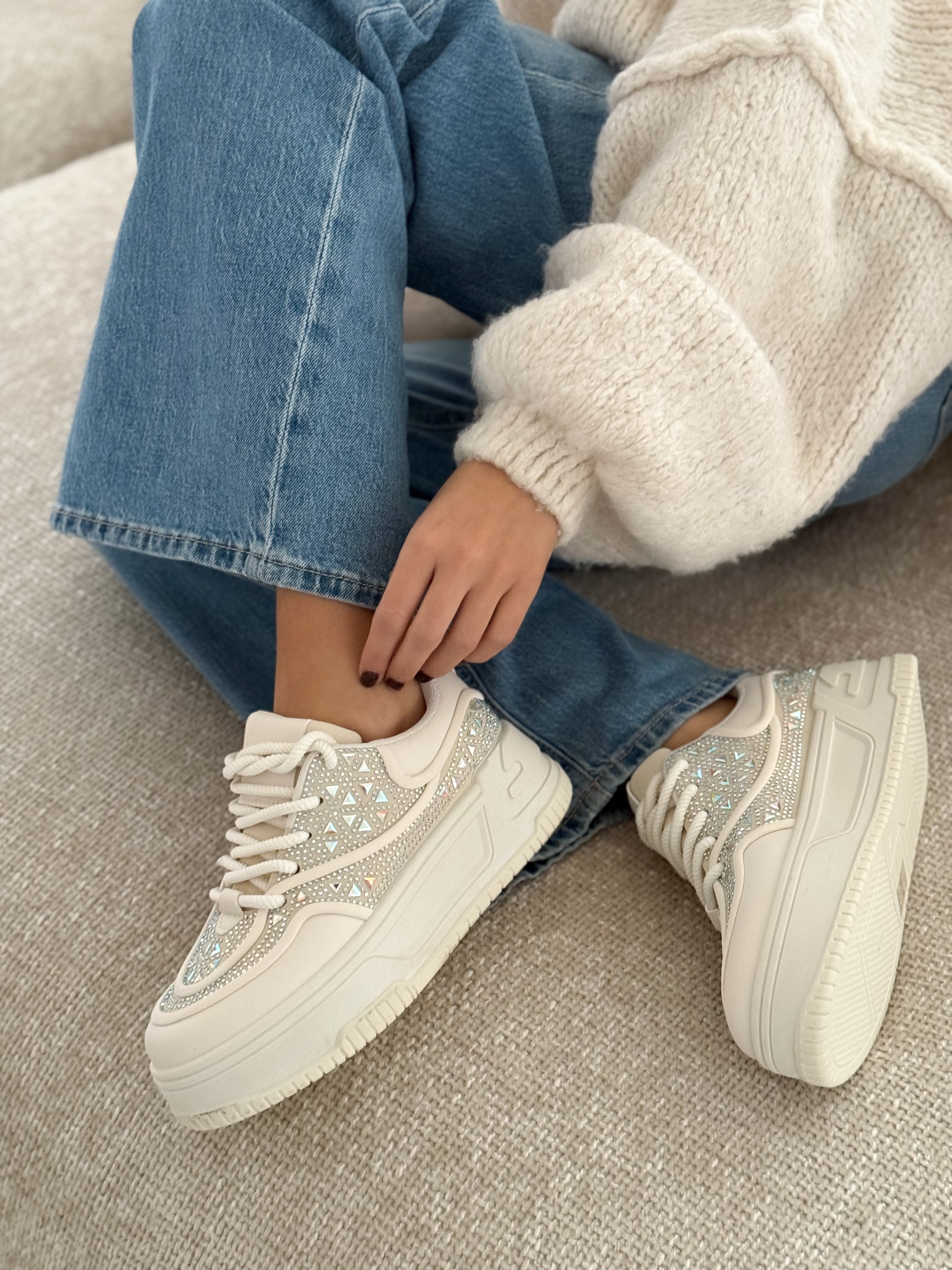 Riley Light Beige Platform Sneakers