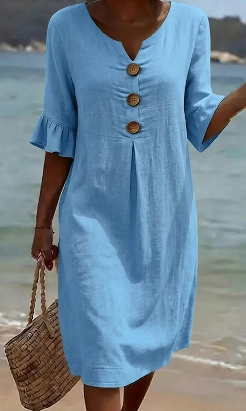 Mila Linen Breeze Midi Dress
