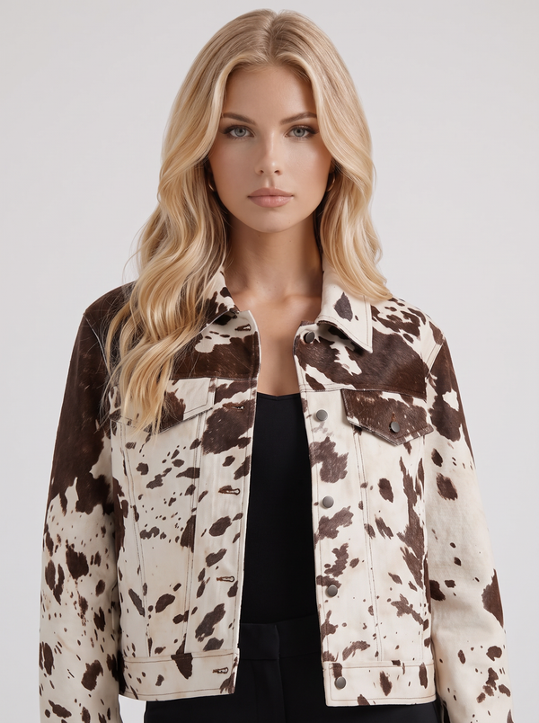 Brown Spotted Print Jacket Autumn