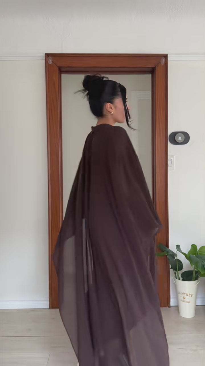 Lainey | Women's Batwing Cape Sleeve Formal Maxi Dress