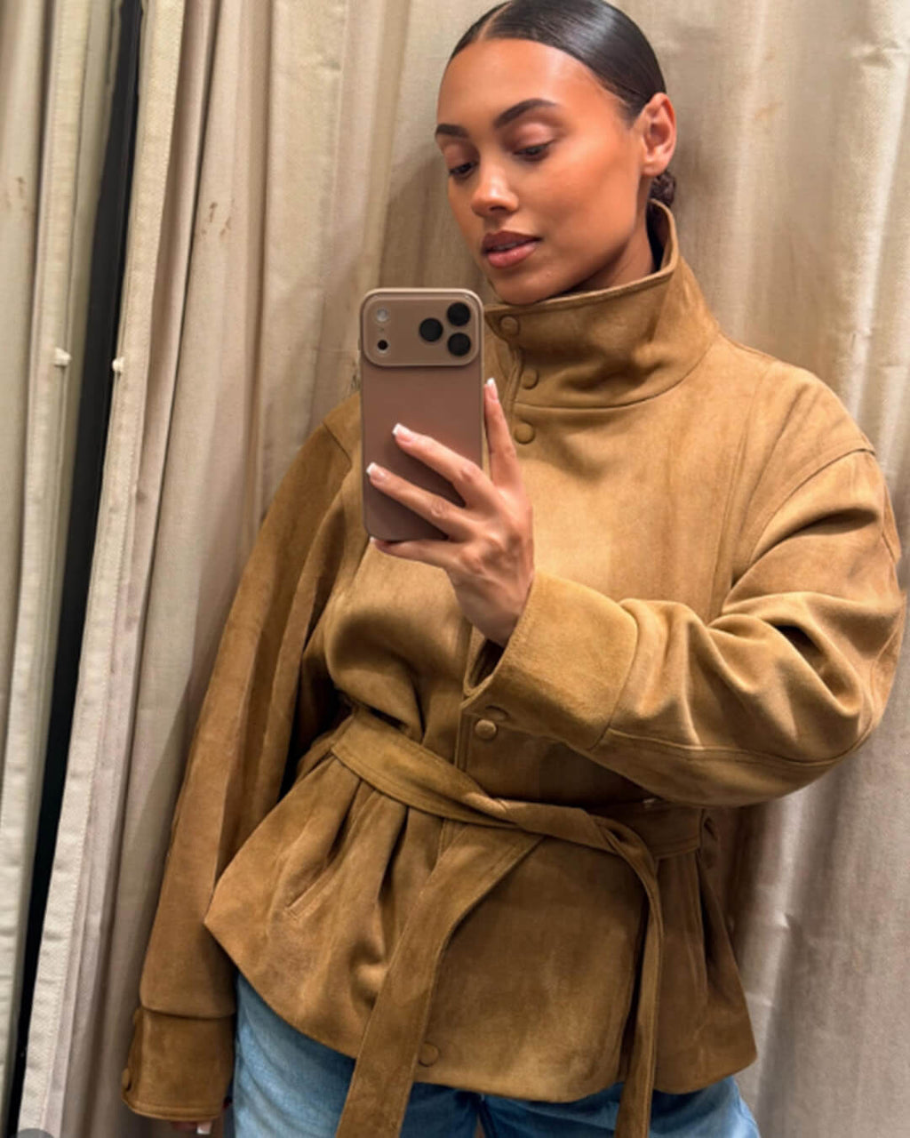 Anna Lace-Up Suede Jacket
