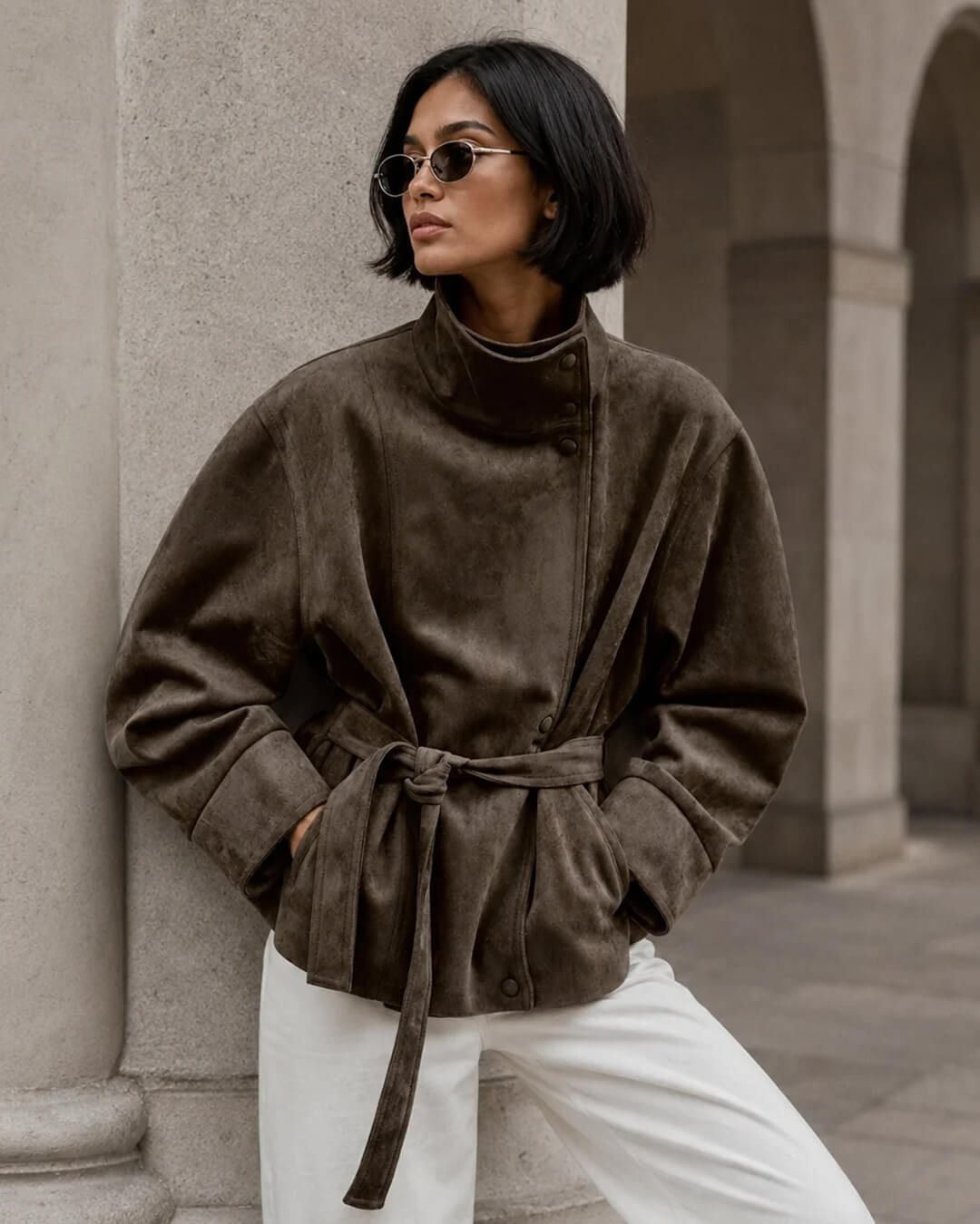 Anna Lace-Up Suede Jacket