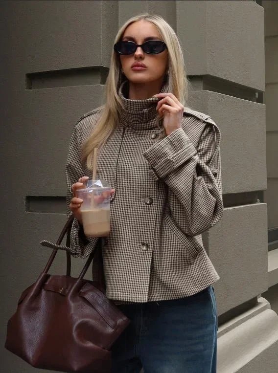 Denise Houndstooth Plaid Jacket