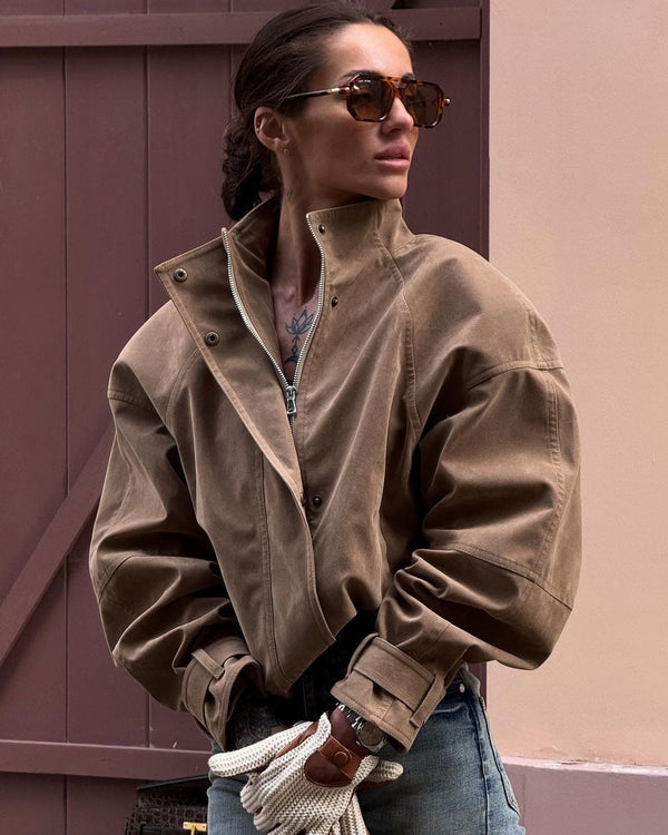 Linda Faux Suede Zip Jacket